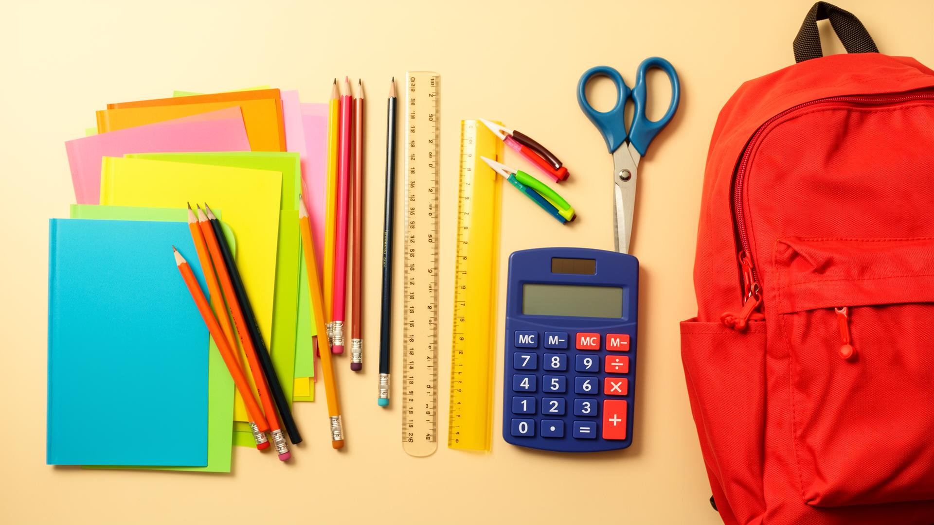 Colorful school supplies